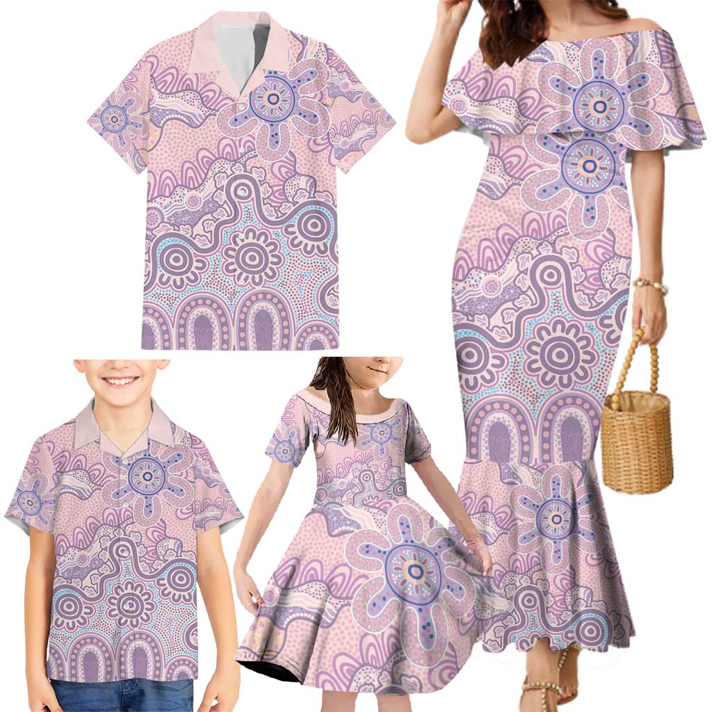 Aboriginal-Islanders NAIDOC Week Family Matching Mermaid Dress and Hawaiian Shirt River and land aboriginal art