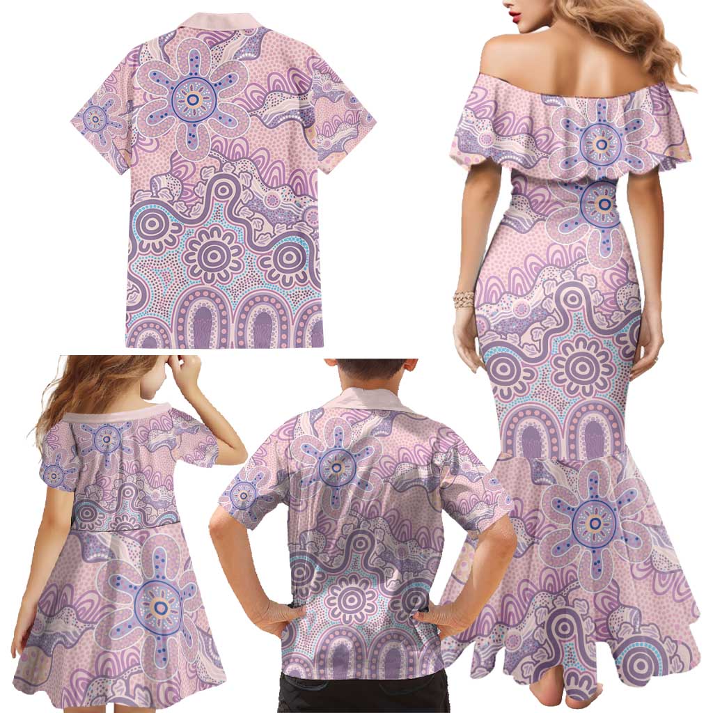 Aboriginal-Islanders NAIDOC Week Family Matching Mermaid Dress and Hawaiian Shirt River and land aboriginal art