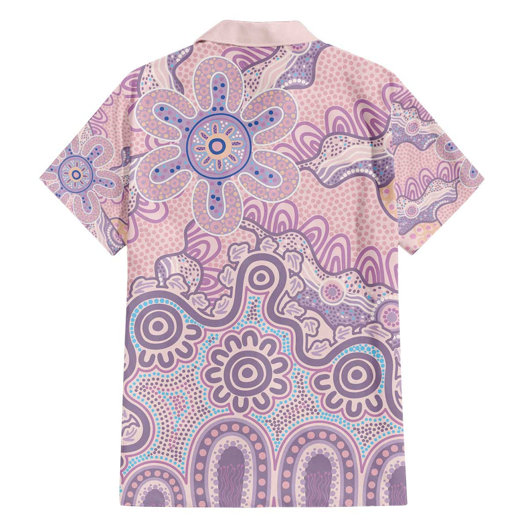 Aboriginal-Islanders NAIDOC Week Family Matching Off The Shoulder Long Sleeve Dress and Hawaiian Shirt River and land aboriginal art