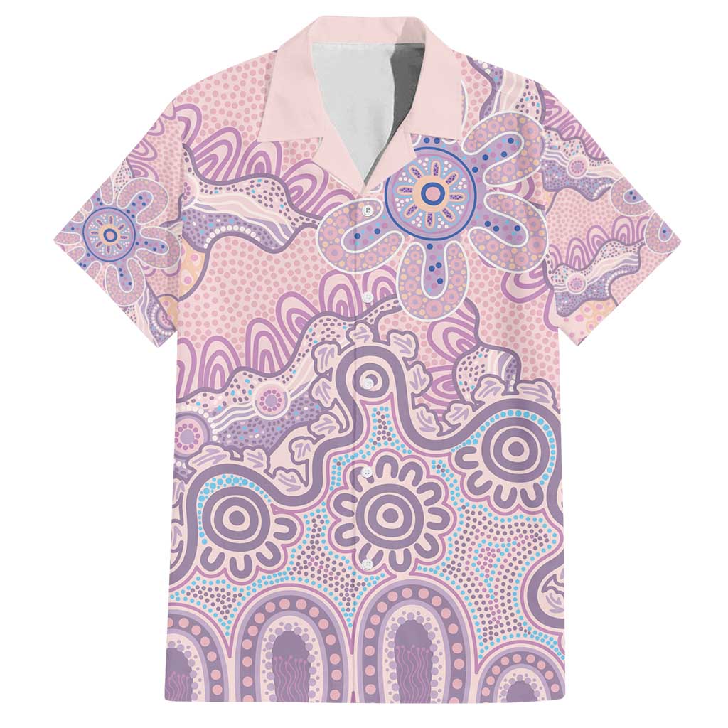 Aboriginal-Islanders NAIDOC Week Family Matching Off Shoulder Maxi Dress and Hawaiian Shirt River and land aboriginal art