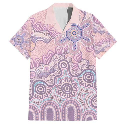 Aboriginal-Islanders NAIDOC Week Family Matching Off Shoulder Maxi Dress and Hawaiian Shirt River and land aboriginal art
