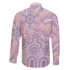 Aboriginal-Islanders NAIDOC Week Family Matching Off Shoulder Short Dress and Hawaiian Shirt River and land aboriginal art