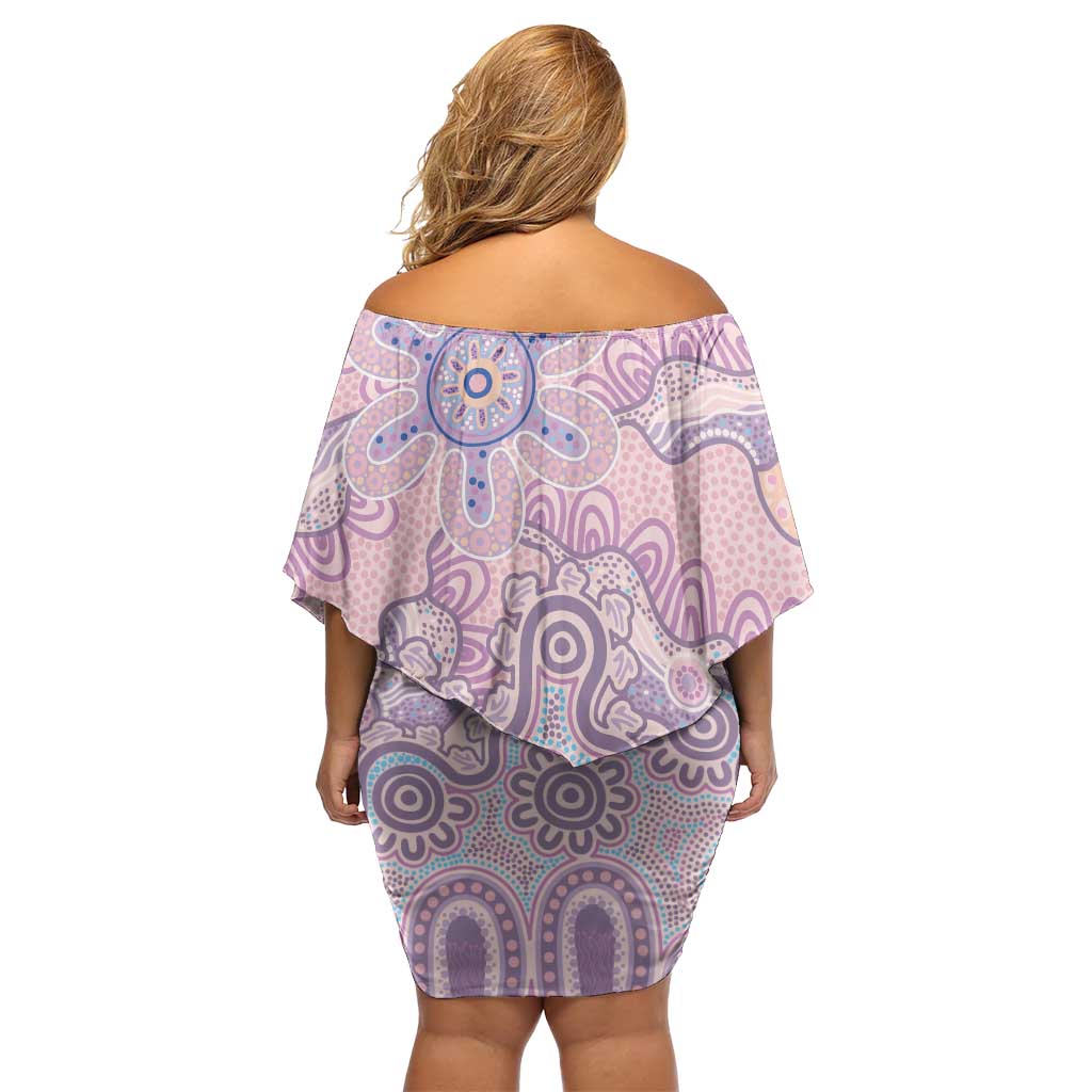 Aboriginal-Islanders NAIDOC Week Family Matching Off Shoulder Short Dress and Hawaiian Shirt River and land aboriginal art