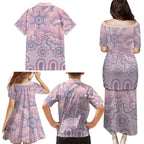 Aboriginal-Islanders NAIDOC Week Family Matching Puletasi and Hawaiian Shirt River and land aboriginal art