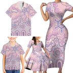 Aboriginal-Islanders NAIDOC Week Family Matching Short Sleeve Bodycon Dress and Hawaiian Shirt River and land aboriginal art