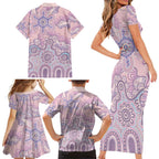 Aboriginal-Islanders NAIDOC Week Family Matching Short Sleeve Bodycon Dress and Hawaiian Shirt River and land aboriginal art
