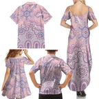 Aboriginal-Islanders NAIDOC Week Family Matching Summer Maxi Dress and Hawaiian Shirt River and land aboriginal art