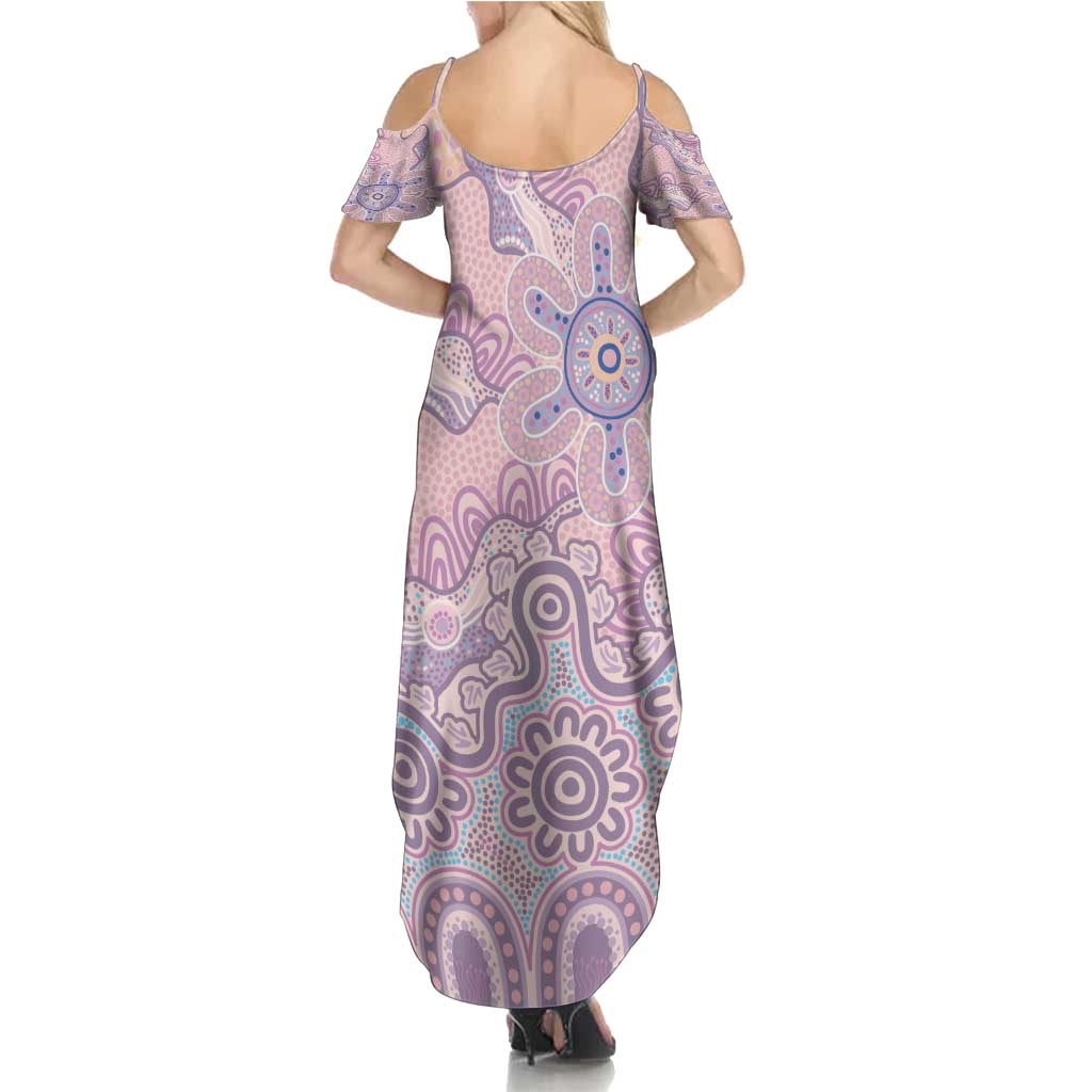 Aboriginal-Islanders NAIDOC Week Family Matching Summer Maxi Dress and Hawaiian Shirt River and land aboriginal art