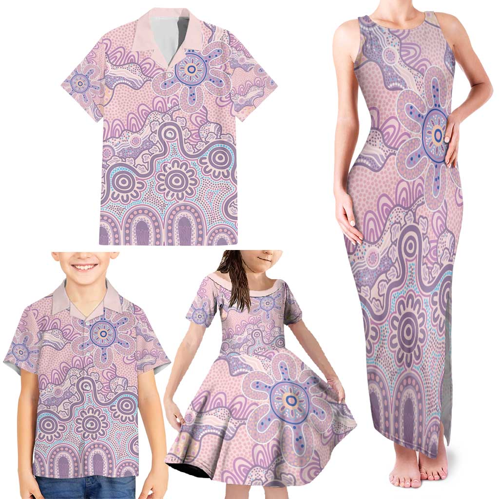 Aboriginal-Islanders NAIDOC Week Family Matching Tank Maxi Dress and Hawaiian Shirt River and land aboriginal art