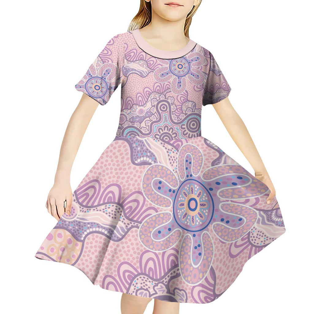 Aboriginal-Islanders NAIDOC Week Kid Short Sleeve Dress River and land aboriginal art