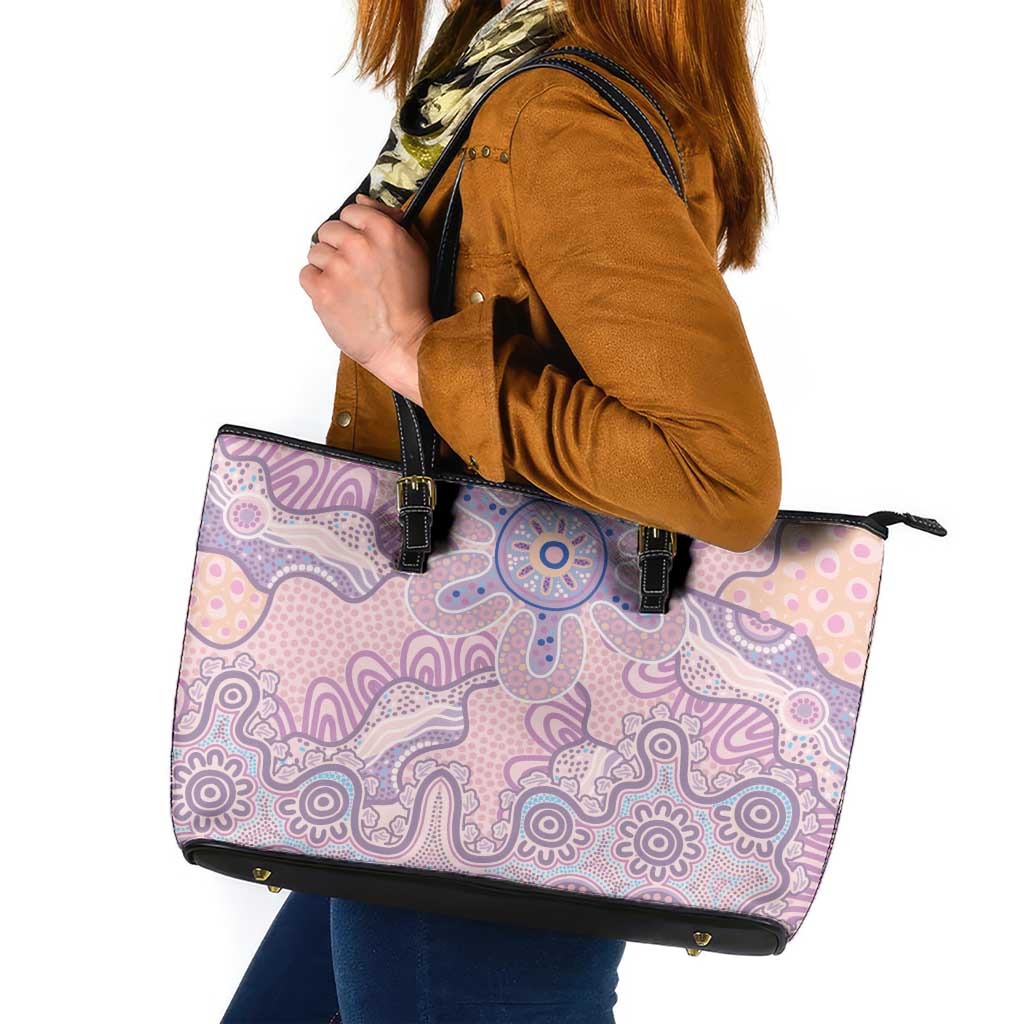 Aboriginal-Islanders NAIDOC Week Leather Tote Bag River and land aboriginal art