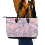 Aboriginal-Islanders NAIDOC Week Leather Tote Bag River and land aboriginal art