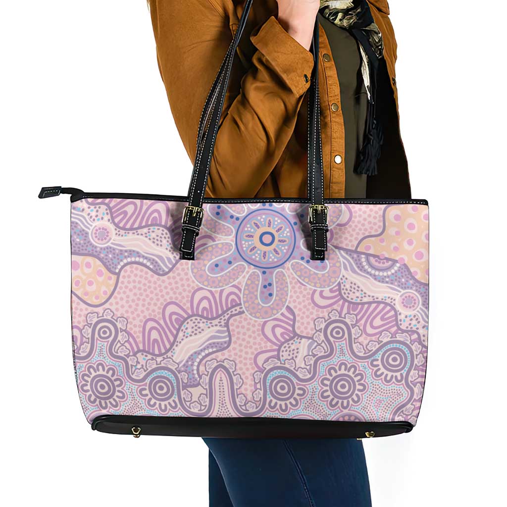 Aboriginal-Islanders NAIDOC Week Leather Tote Bag River and land aboriginal art