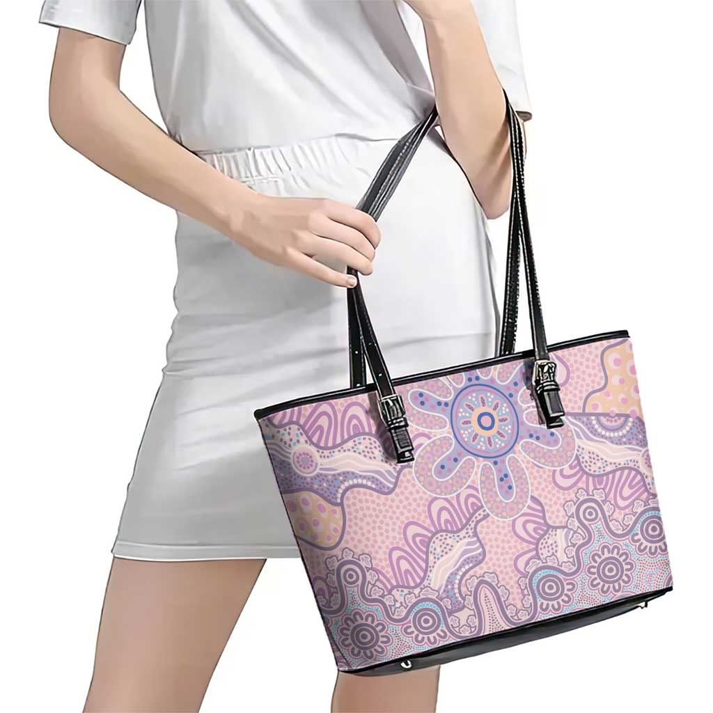 Aboriginal-Islanders NAIDOC Week Leather Tote Bag River and land aboriginal art