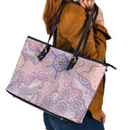 Aboriginal-Islanders NAIDOC Week Leather Tote Bag River and land aboriginal art