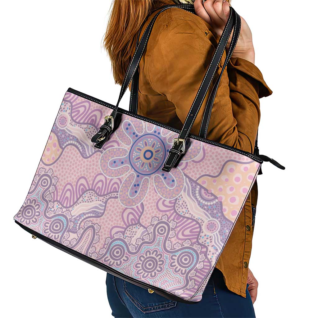 Aboriginal-Islanders NAIDOC Week Leather Tote Bag River and land aboriginal art