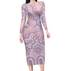 Aboriginal-Islanders NAIDOC Week Long Sleeve Bodycon Dress River and land aboriginal art