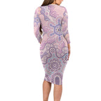 Aboriginal-Islanders NAIDOC Week Long Sleeve Bodycon Dress River and land aboriginal art