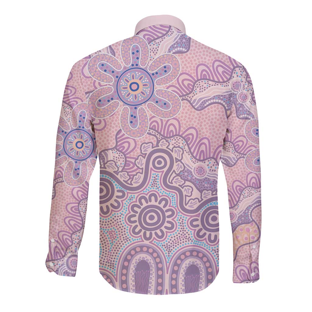 Aboriginal-Islanders NAIDOC Week Long Sleeve Button Shirt River and land aboriginal art