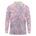 Aboriginal-Islanders NAIDOC Week Long Sleeve Polo Shirt River and land aboriginal art