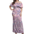 Aboriginal-Islanders NAIDOC Week Off Shoulder Maxi Dress River and land aboriginal art