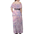 Aboriginal-Islanders NAIDOC Week Off Shoulder Maxi Dress River and land aboriginal art