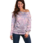 Aboriginal-Islanders NAIDOC Week Off Shoulder Sweater River and land aboriginal art