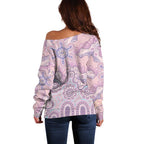 Aboriginal-Islanders NAIDOC Week Off Shoulder Sweater River and land aboriginal art