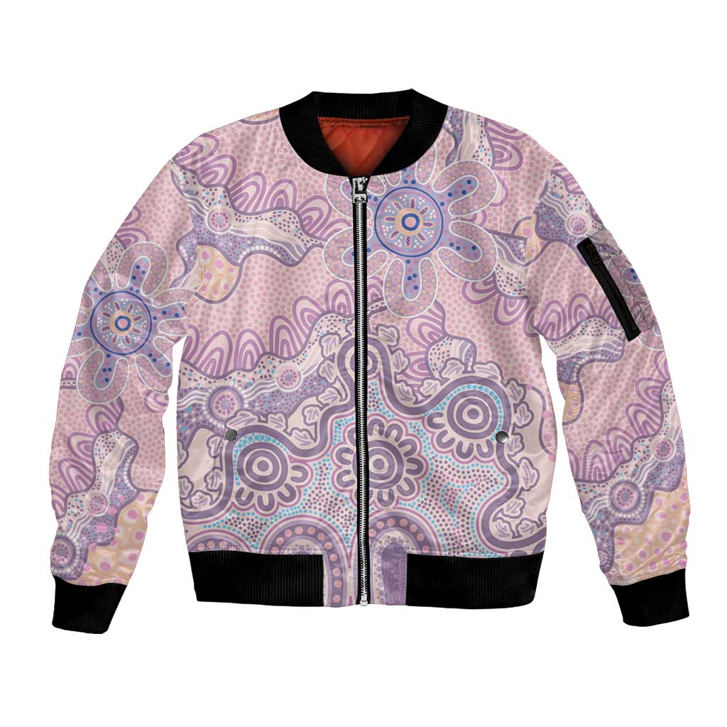 Aboriginal-Islanders NAIDOC Week Sleeve Zip Bomber Jacket River and land aboriginal art