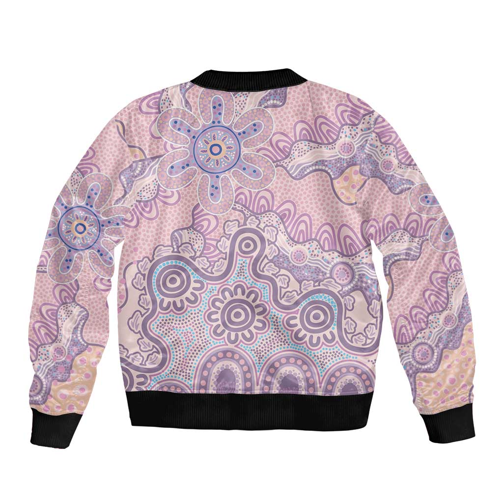Aboriginal-Islanders NAIDOC Week Sleeve Zip Bomber Jacket River and land aboriginal art