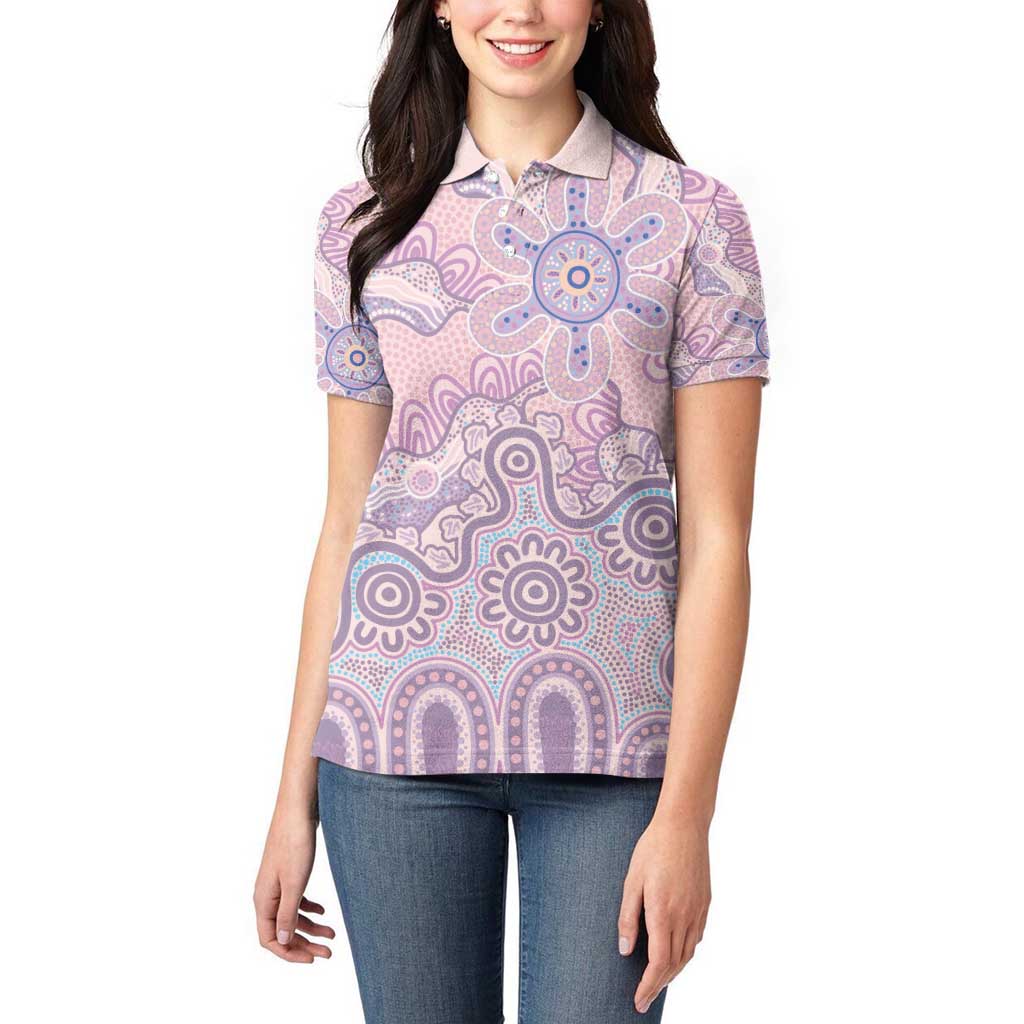 Aboriginal-Islanders NAIDOC Week Women Polo Shirt River and land aboriginal art