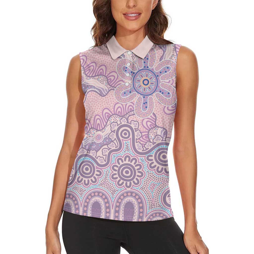 Aboriginal-Islanders NAIDOC Week Women Sleeveless Polo Shirt River and land aboriginal art