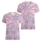 Aboriginal-Islanders NAIDOC Week Women V-Neck T-Shirt River and land aboriginal art