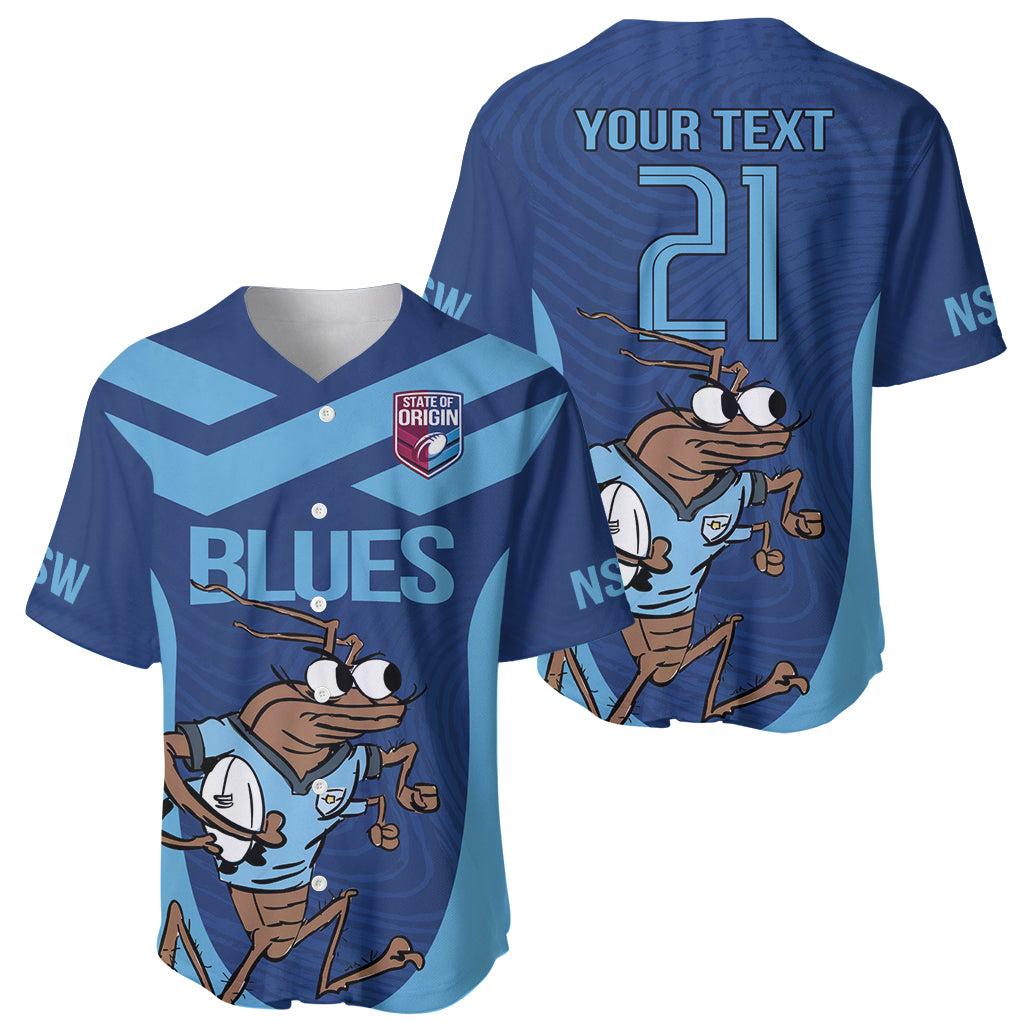 Custom New South Wales Rugby Baseball Jersey Blues Cockroach Origin Sporty