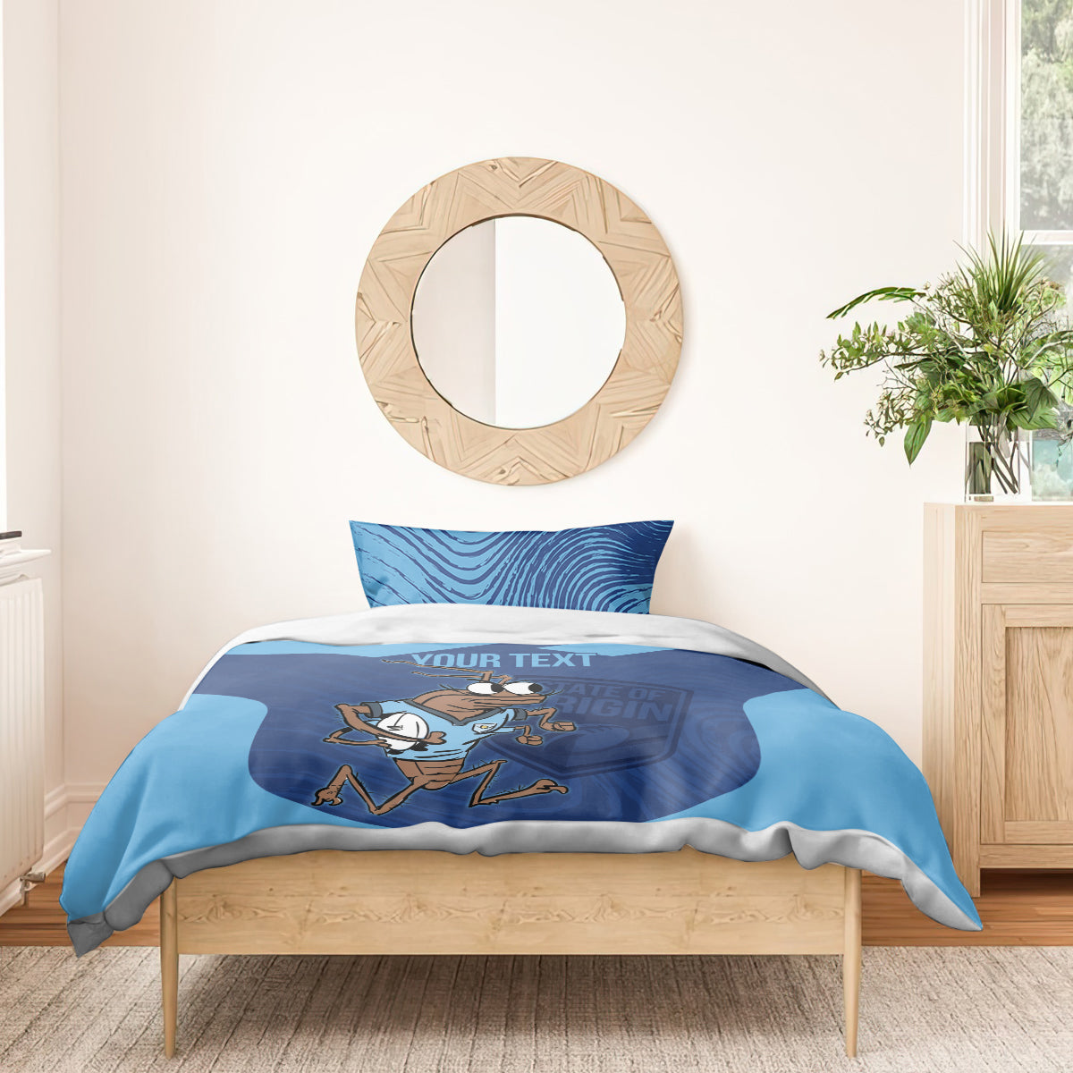 Custom New South Wales Rugby Bedding Set Blues Cockroach Origin Sporty
