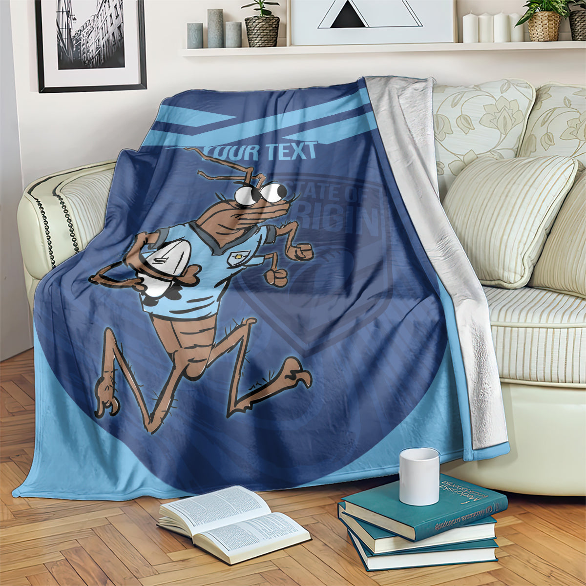 Custom New South Wales Rugby Blanket Blues Cockroach Origin Sporty