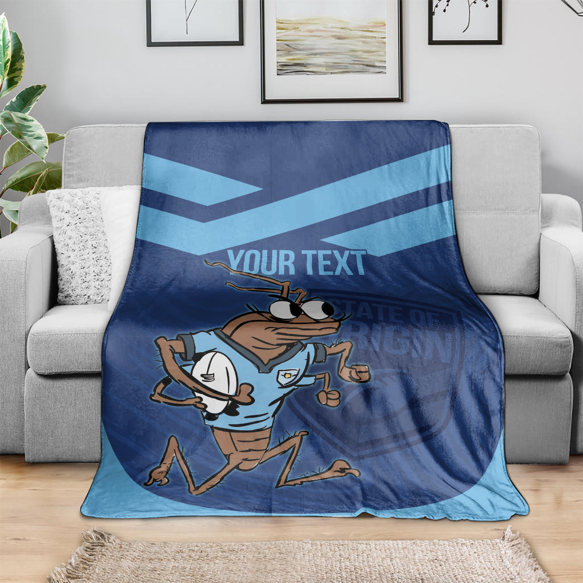 Custom New South Wales Rugby Blanket Blues Cockroach Origin Sporty