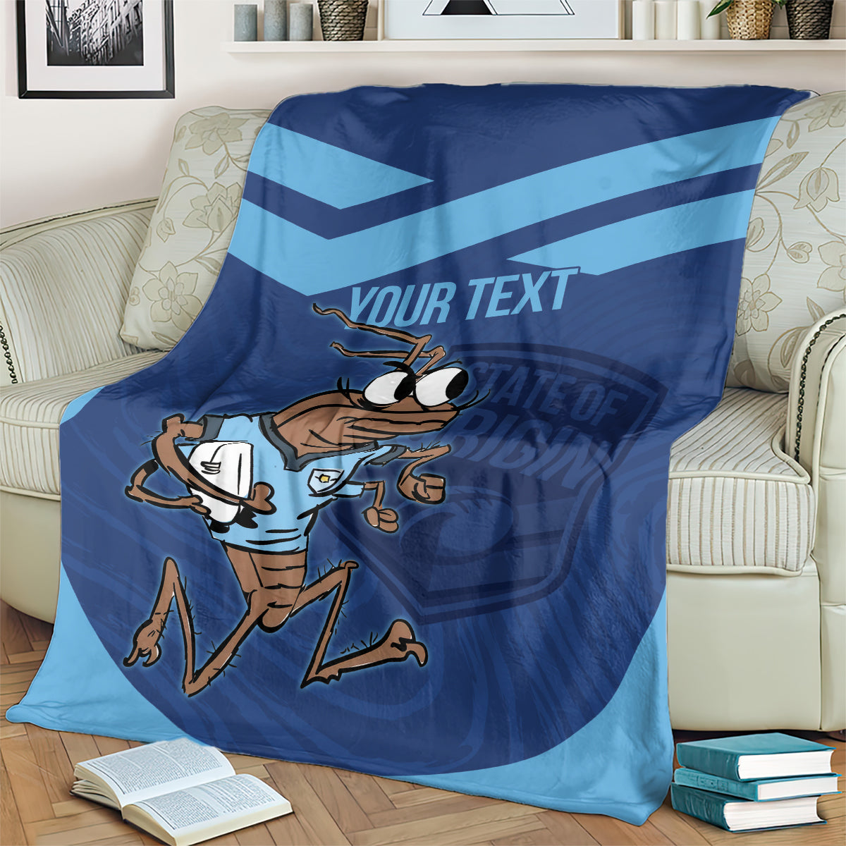 Custom New South Wales Rugby Blanket Blues Cockroach Origin Sporty