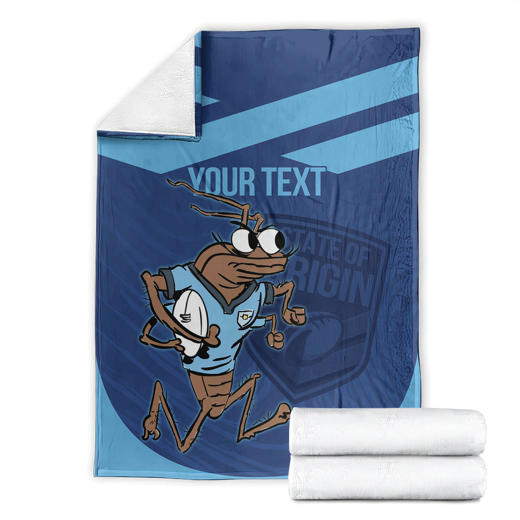 Custom New South Wales Rugby Blanket Blues Cockroach Origin Sporty