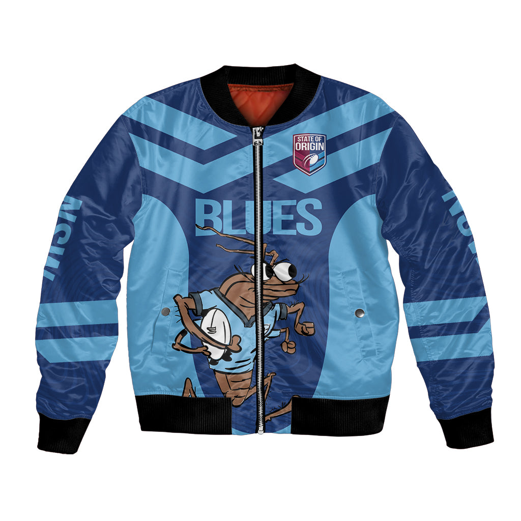 Custom New South Wales Rugby Bomber Jacket Blues Cockroach Origin Sporty