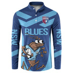 Custom New South Wales Rugby Button Sweatshirt Blues Cockroach Origin Sporty