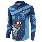 Custom New South Wales Rugby Button Sweatshirt Blues Cockroach Origin Sporty