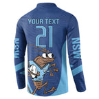 Custom New South Wales Rugby Button Sweatshirt Blues Cockroach Origin Sporty