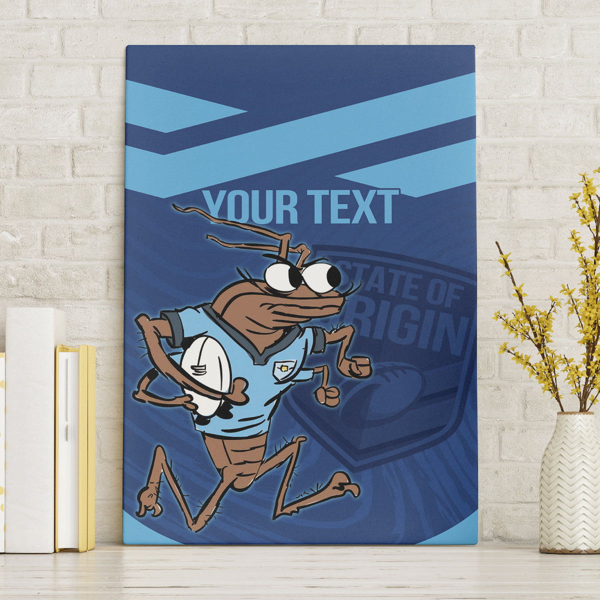 Custom New South Wales Rugby Canvas Wall Art Blues Cockroach Origin Sporty