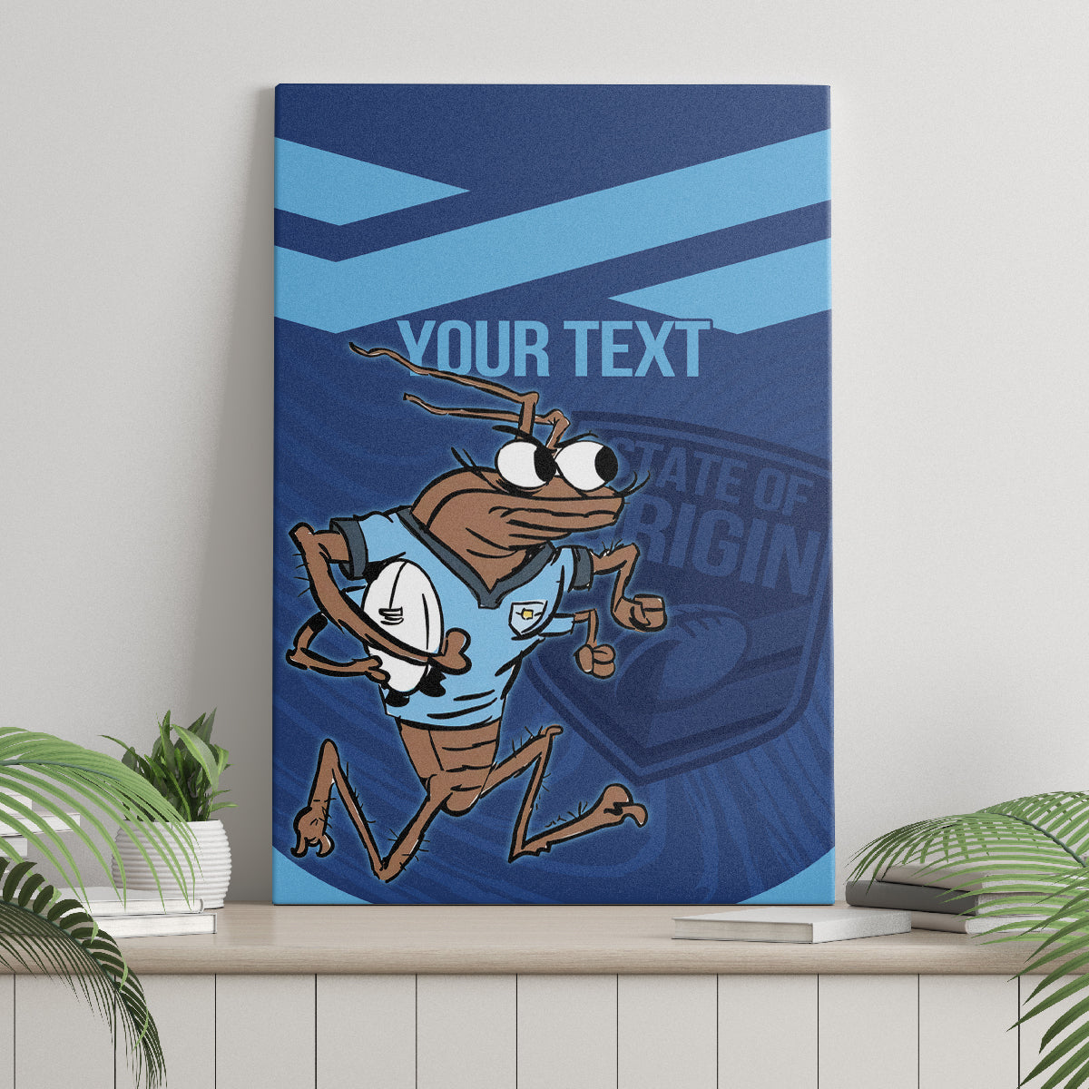 Custom New South Wales Rugby Canvas Wall Art Blues Cockroach Origin Sporty