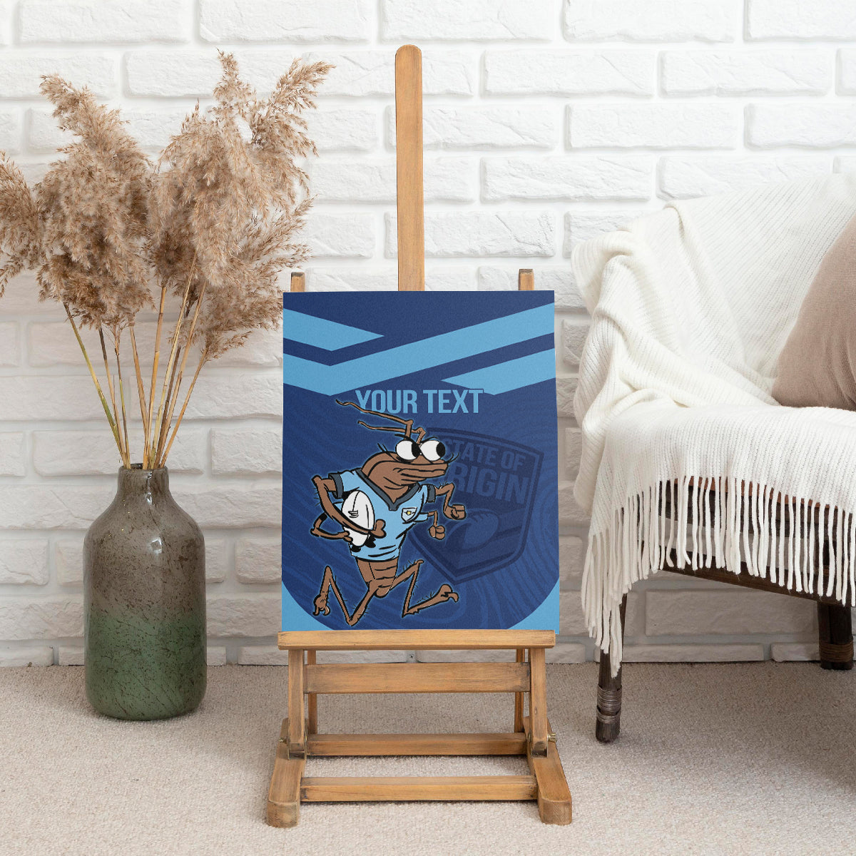 Custom New South Wales Rugby Canvas Wall Art Blues Cockroach Origin Sporty