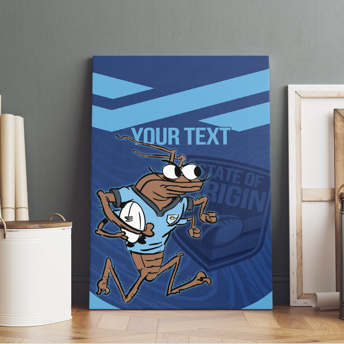 Custom New South Wales Rugby Canvas Wall Art Blues Cockroach Origin Sporty