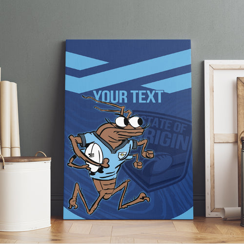 Custom New South Wales Rugby Canvas Wall Art Blues Cockroach Origin Sporty