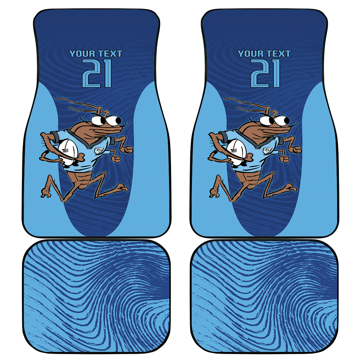 Custom New South Wales Rugby Car Mats Blues Cockroach Origin Sporty