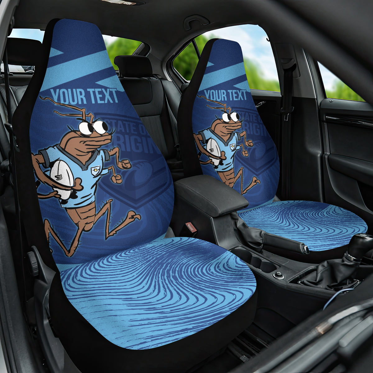 Custom New South Wales Rugby Car Seat Cover Blues Cockroach Origin Sporty